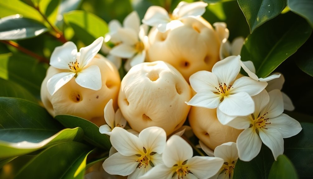 cherimoya and white flowers