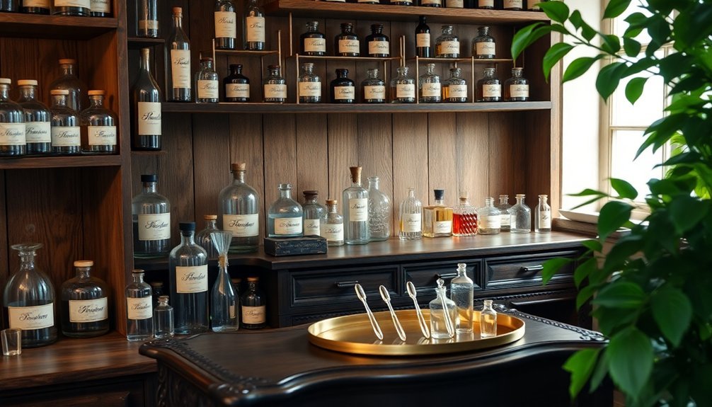 vintage apothecary floral display